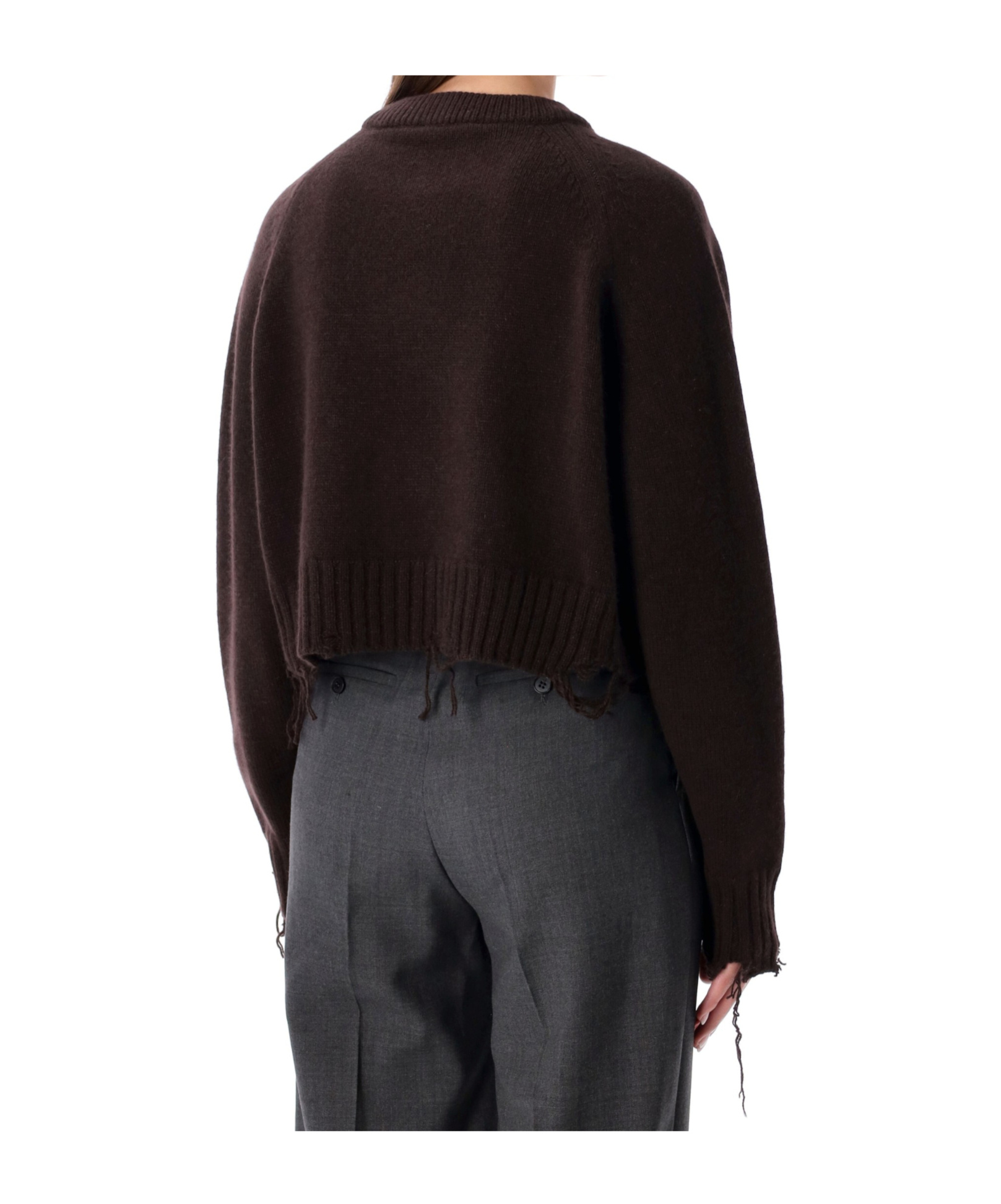 Low Classic Long-sleeved Crew Neck Sweater In Brown