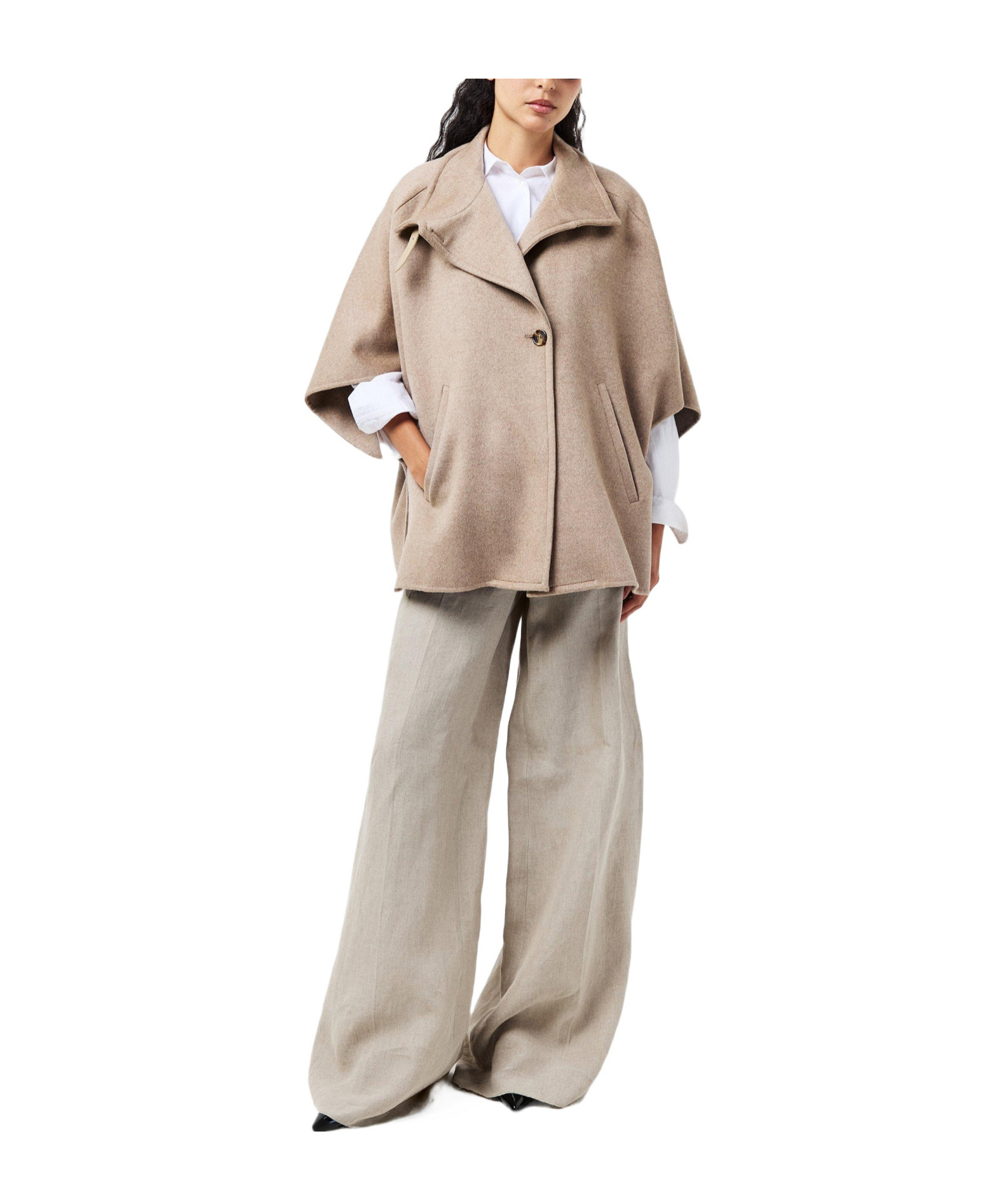 Max Mara Draped Cape In Nude