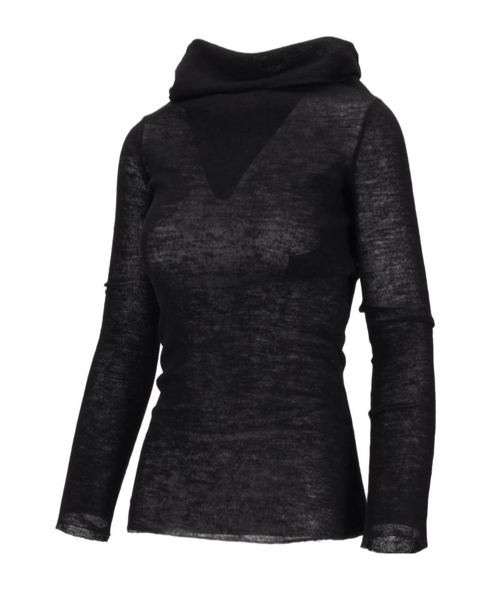 Ann Demeulemeester Tizziana Drop Shoulder Long Sleeve Knitted Top In Black