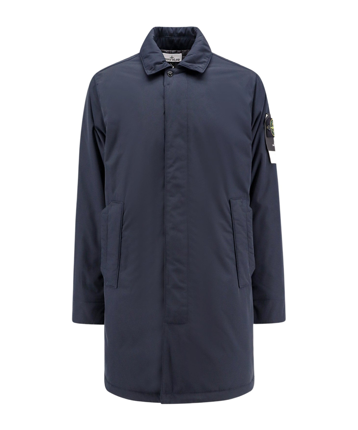 Stone Island Micro-twill Primaloft-padded Coat In Blue