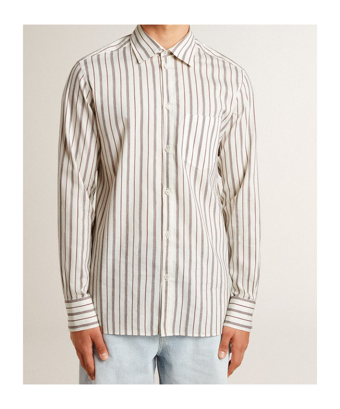 Golden Goose Striped Shirt In White