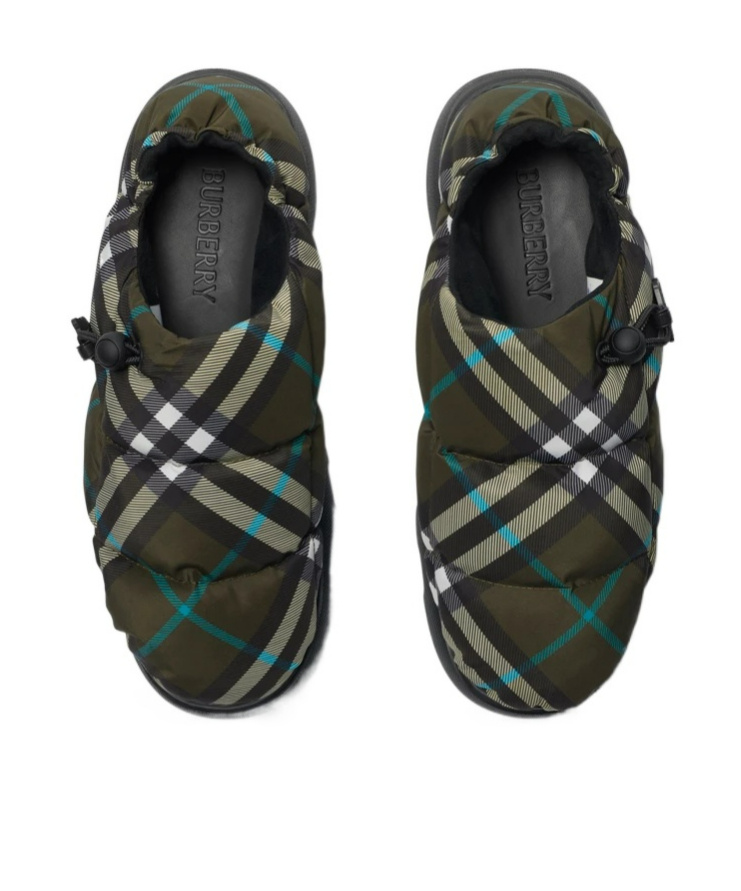 Burberry Men Check Nylon-blend Pillow Mule In Black