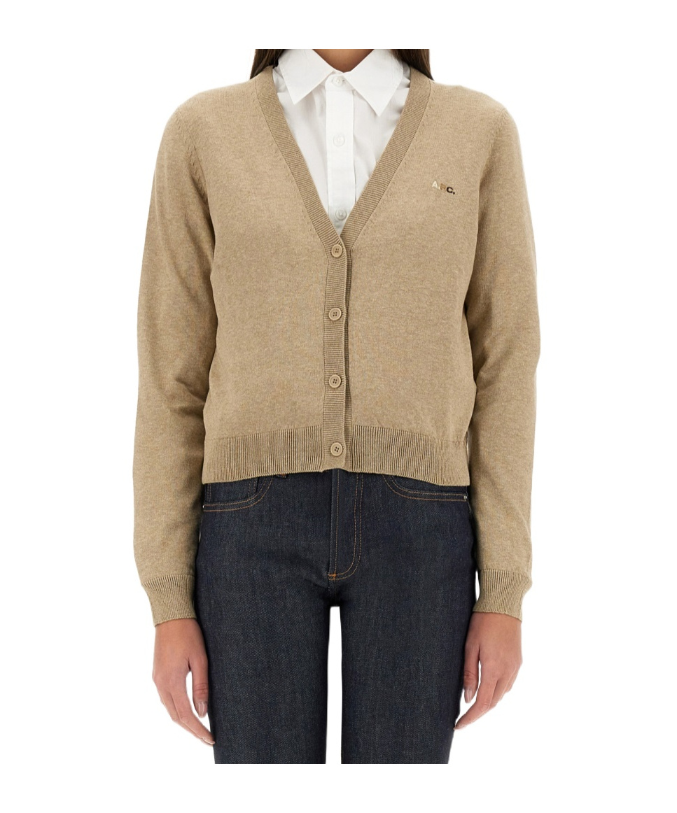Apc A.p.c. Josephine Cropped Cardigan In Nude