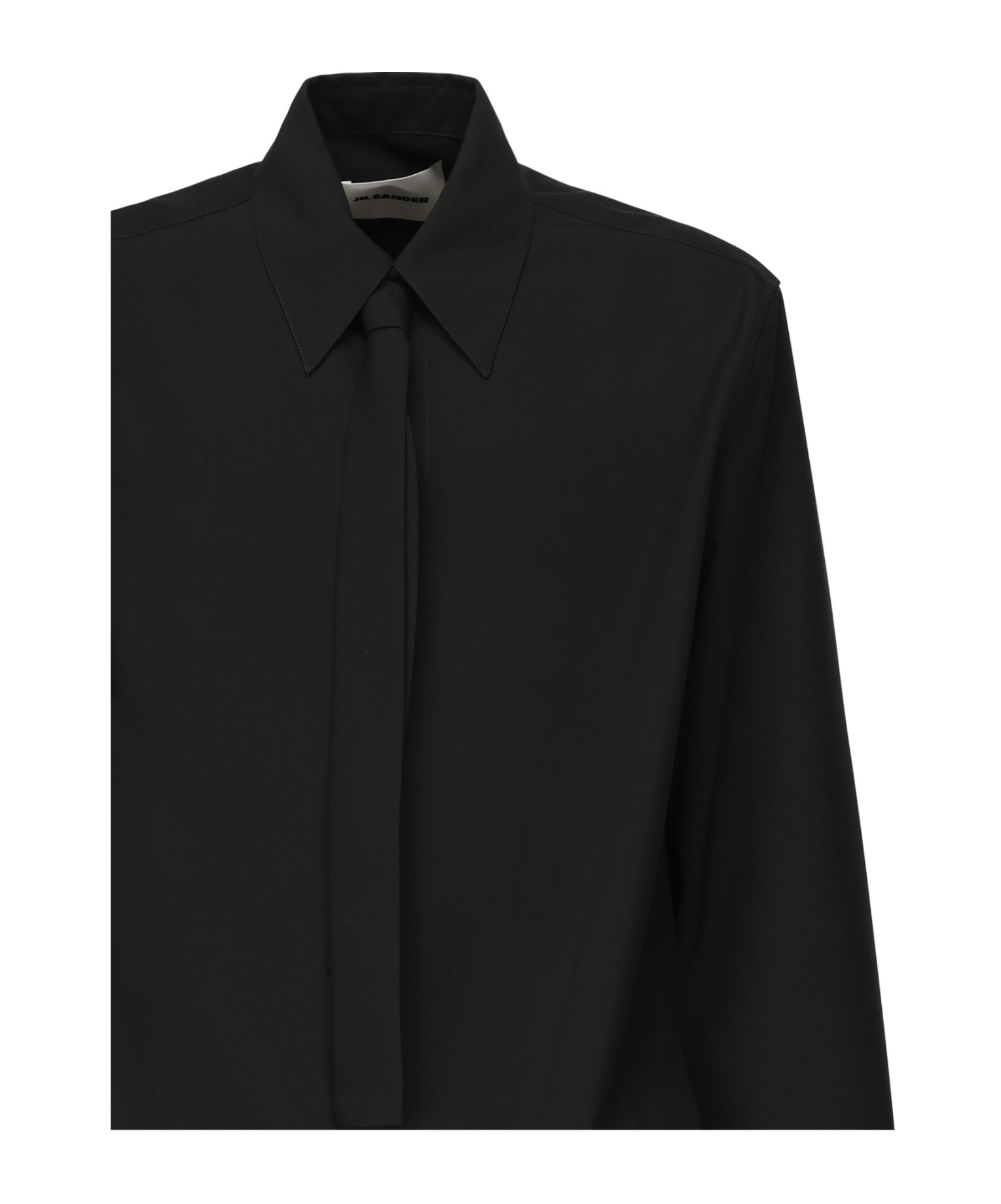 Jil Sander Integrated-tie Shirt In Black