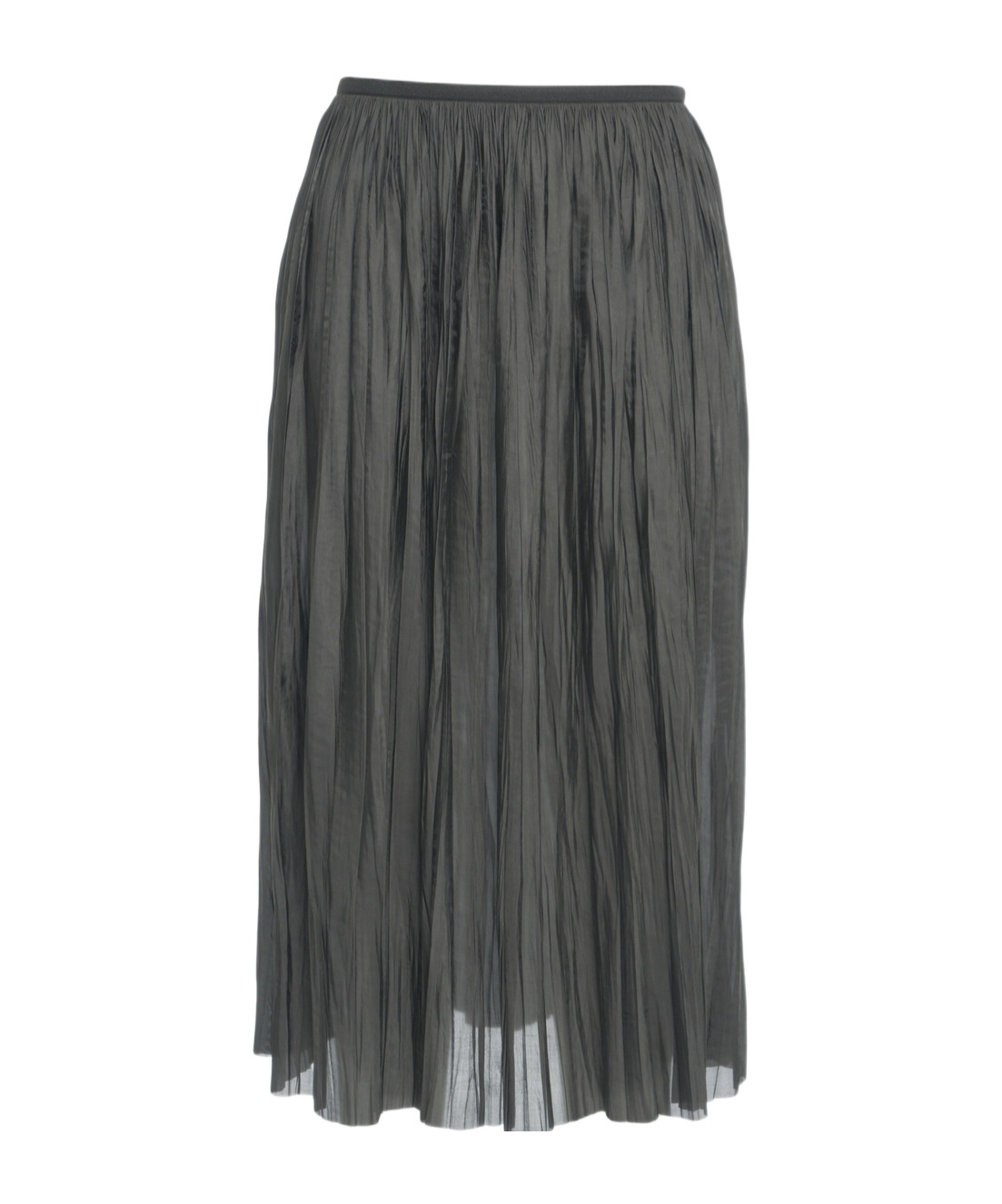 Roberto Collina Pleated Midi Skirt With Crinkled Texture And Elastic Waistband In Gray