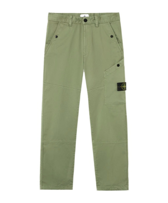 Stone Island Logo-patch Panelled Trousers In Green