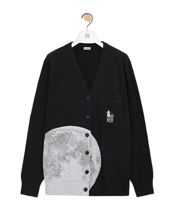 Loewe X Suna Fujita Wool-blend Moon Cardigan In Black