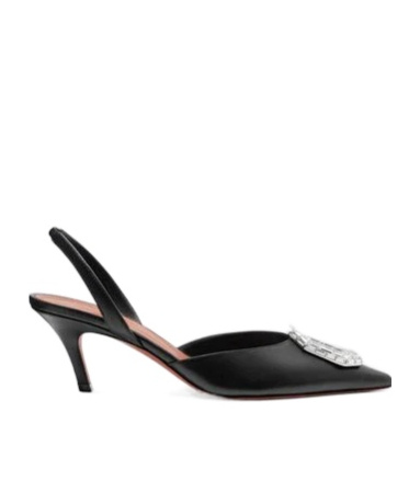 Amina Muaddi Slingback High Heel Sandals In Black