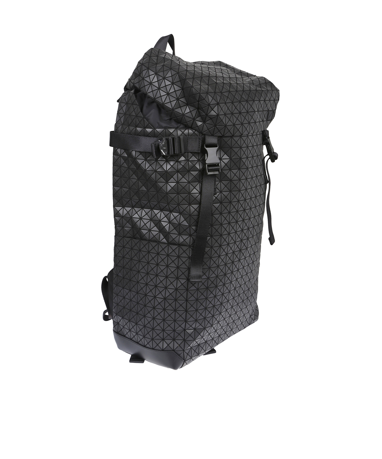 Bao Bao Issey Miyake Geometric Pattern Leather Backpack With Structured Silhouette In Black