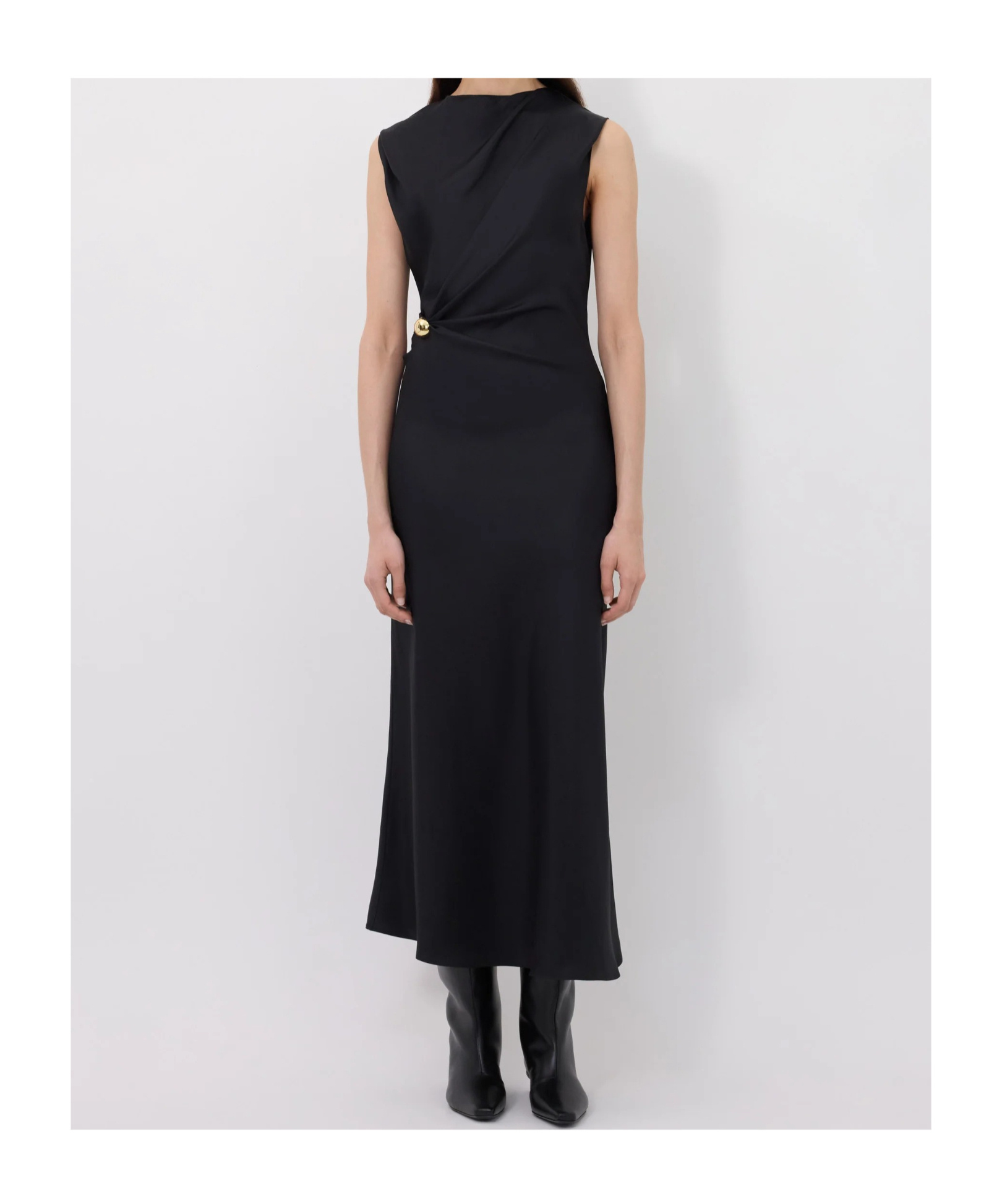 Loulou De Saison Roan Metal-ornament Silk Dress In Black