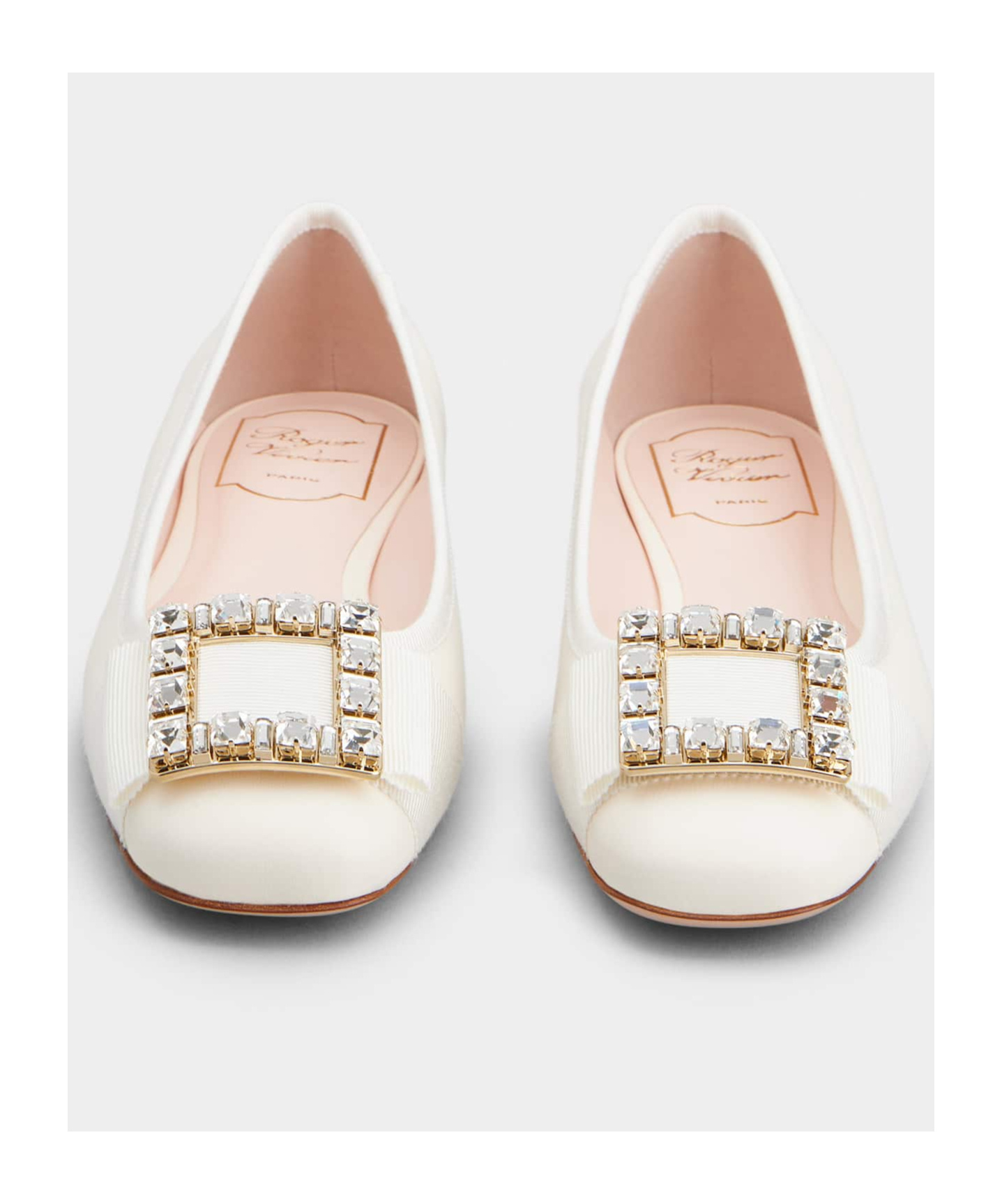 Roger Vivier Embellished Slip-on Ballerinas In White
