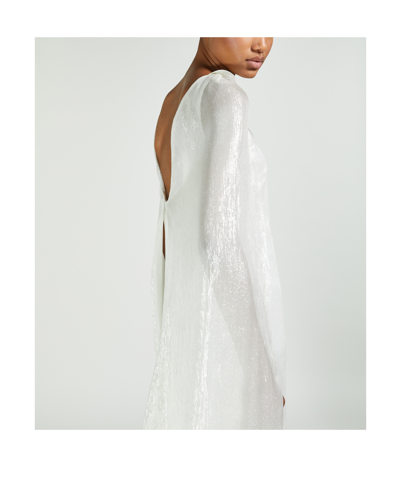 Max Mara Long Cape Silk Dress In White