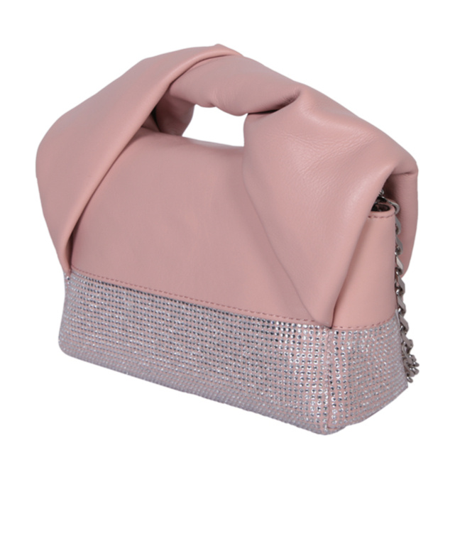 Jw Anderson Medium Twister - Leather Top Handle Bag With Crystals In Pink