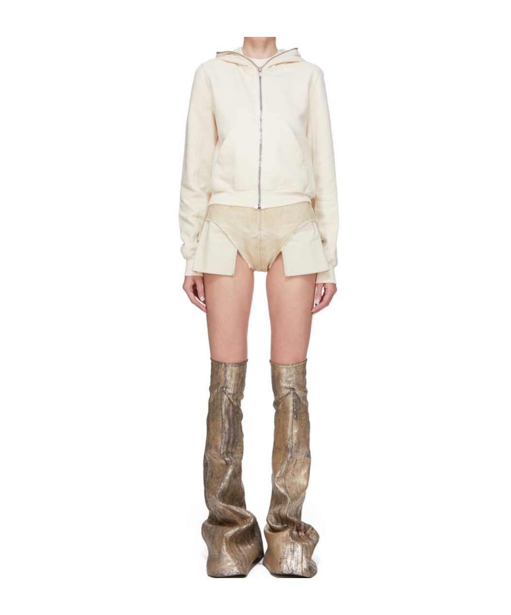 Rick Owens Drkshdw High-rise Denim Shorts In Nude