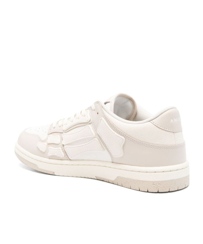 Amiri Skel Top Low White Sneakers With Skeleton Patch In Leather Man In White