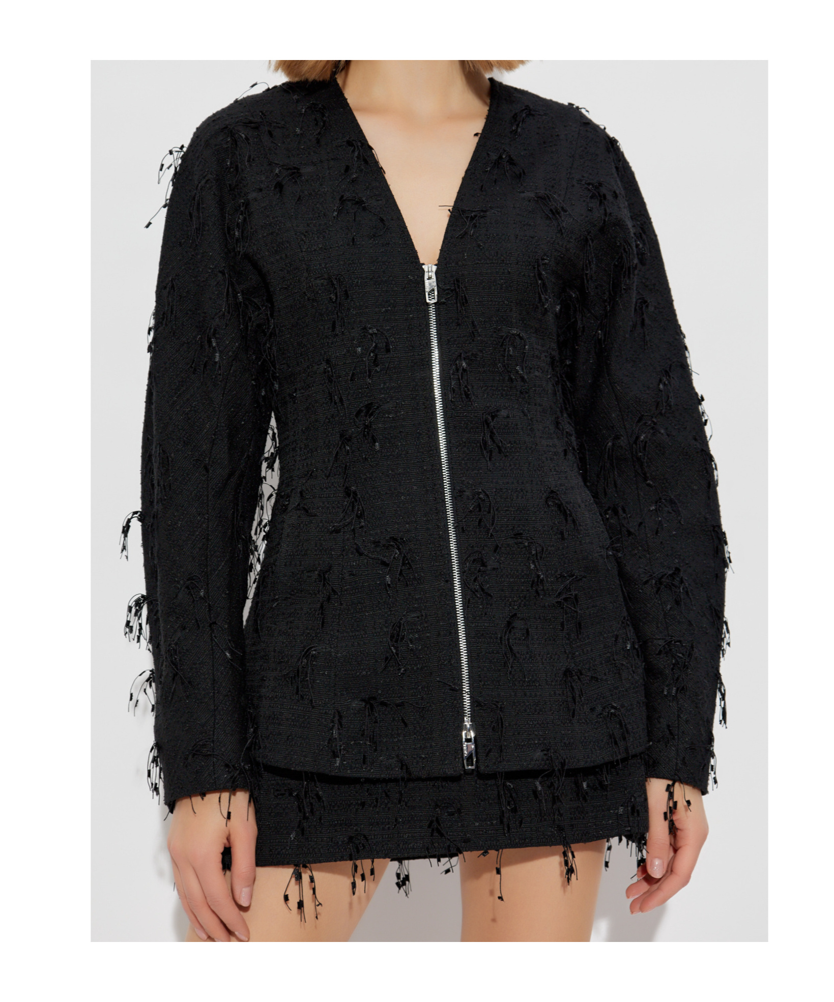Ganni Long-sleeved Casual Jacket In Black