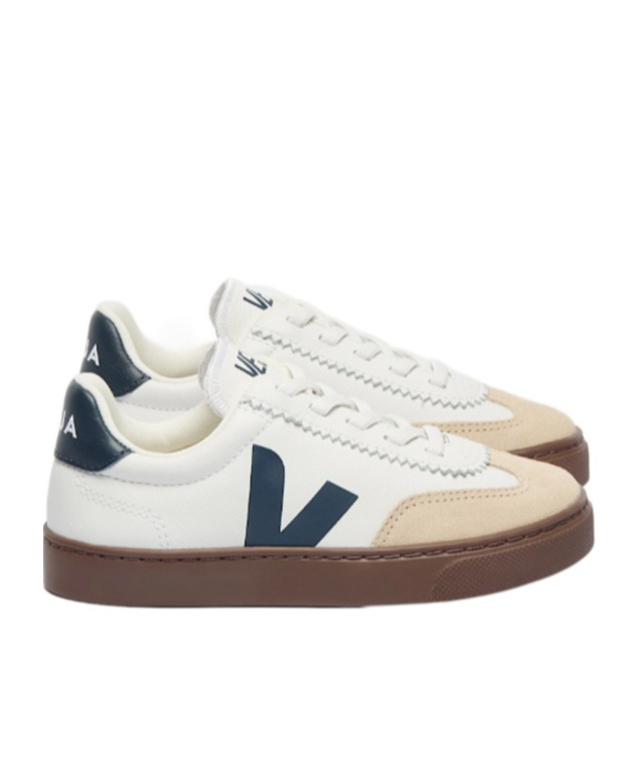 Veja Kids Leather Small Volley Trainers In White