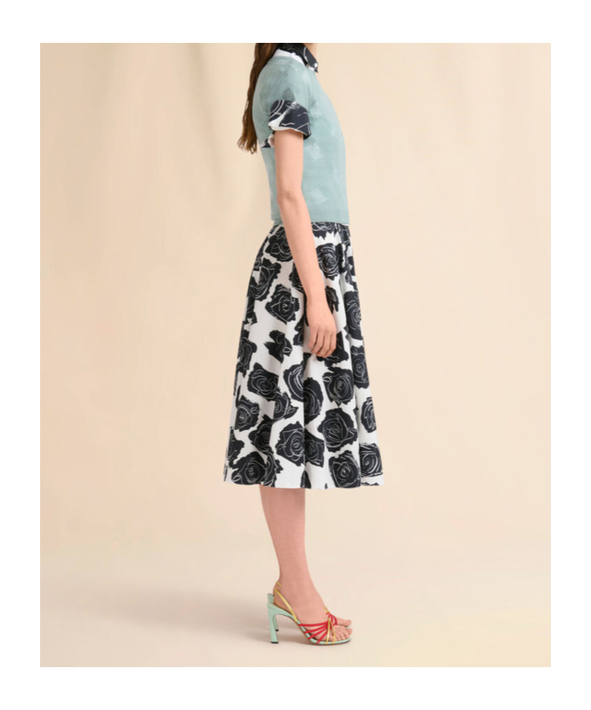 Marni White Poplin Short-sleeve Shirt With Cybele Print In Lily White