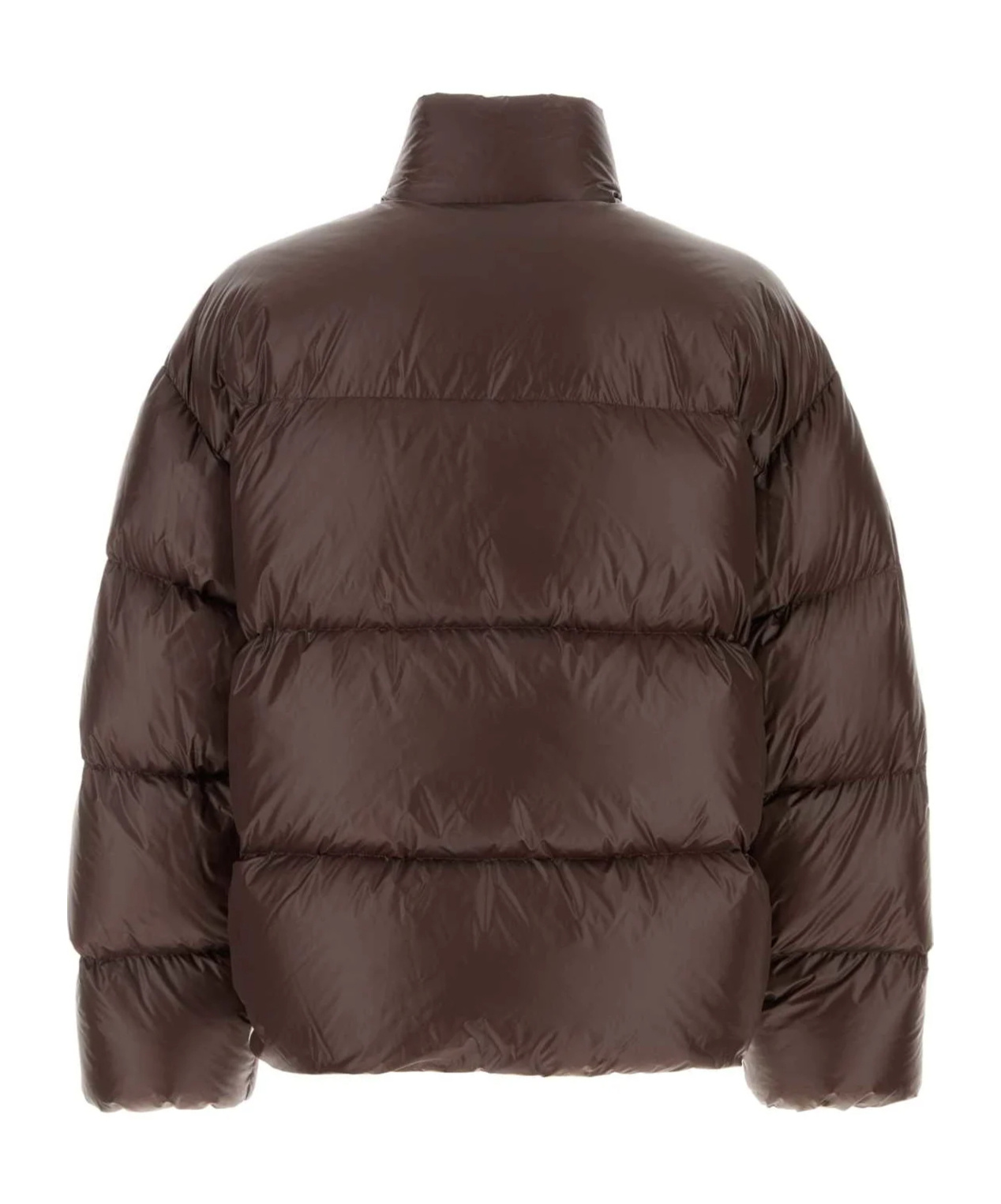 Jil Sander Nylon Down Puffer Jacket With High Collar In Brown