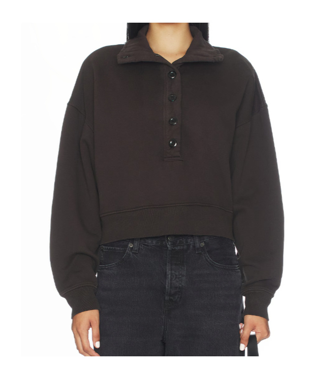 Citizen Of Humanity Long-sleeved Button-down Sweatshirt In Brown