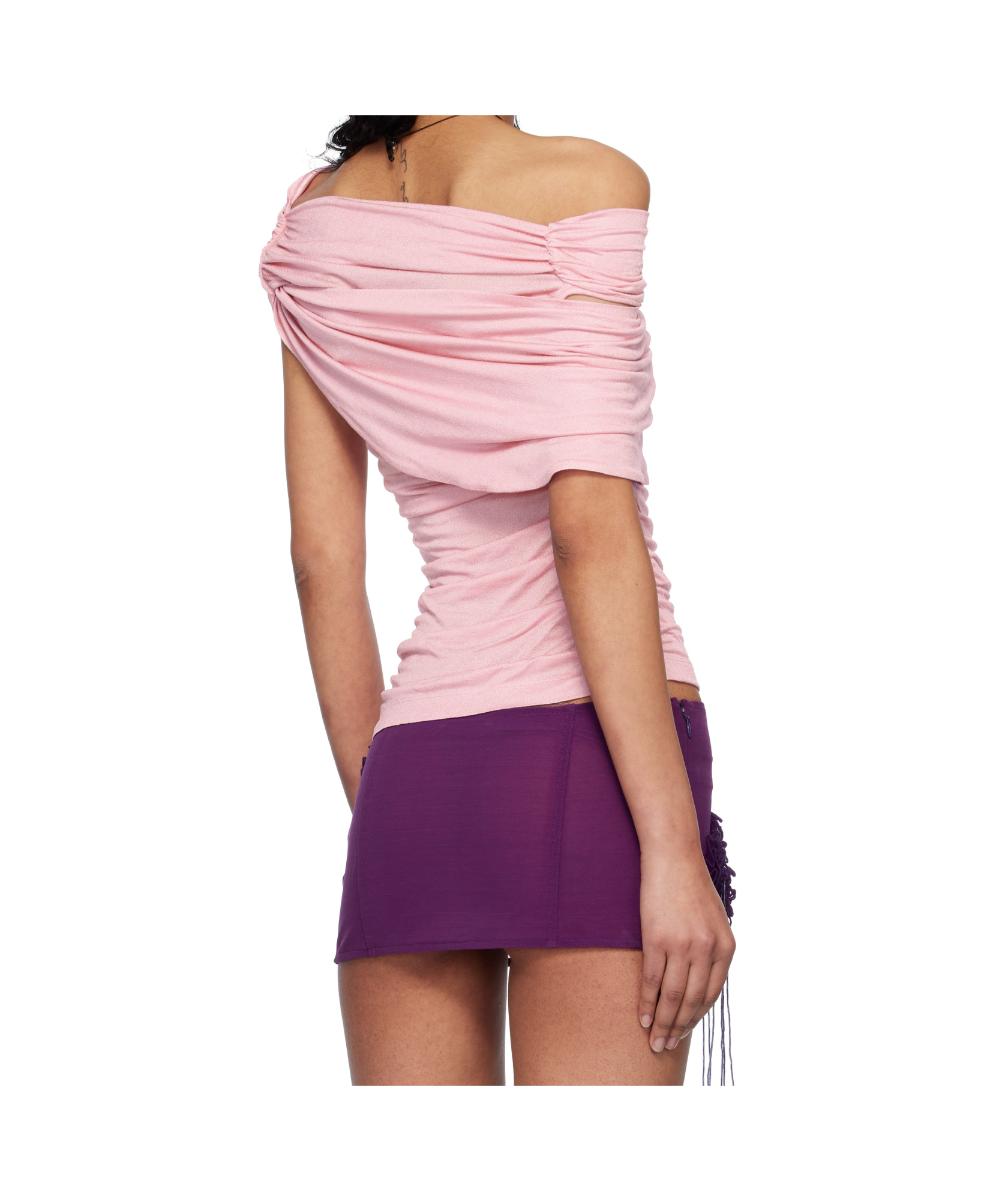 Blumarine Pink Jersey Sablé Blouse In Pink