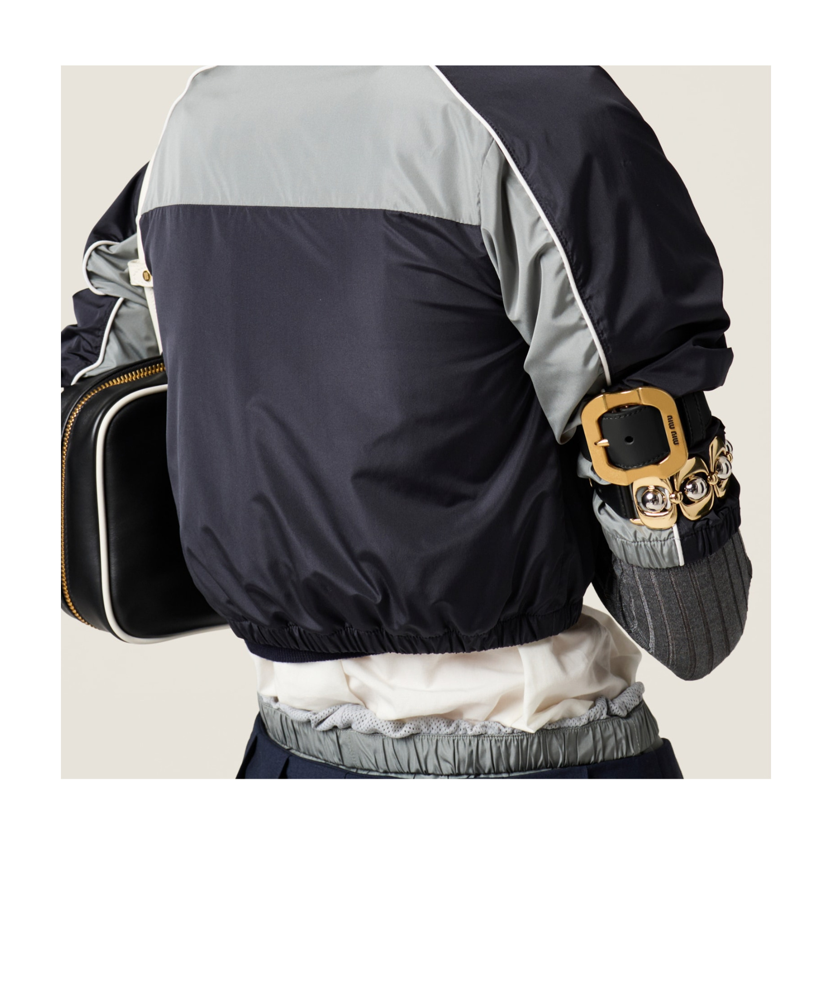 Miu Miu Buckle Leather Chain In Black