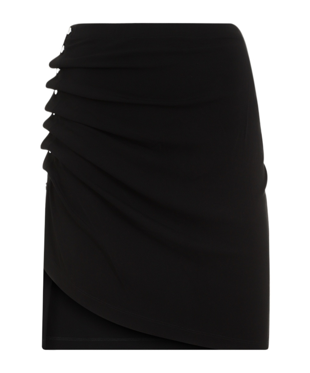 Rabanne Ruched-detail Asymmetric Miniskirt In Black