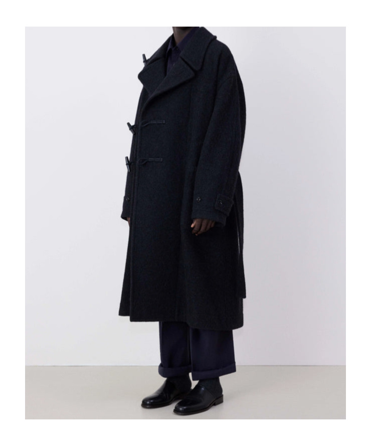 Lemaire Belted Felted Duffle Coat In Black