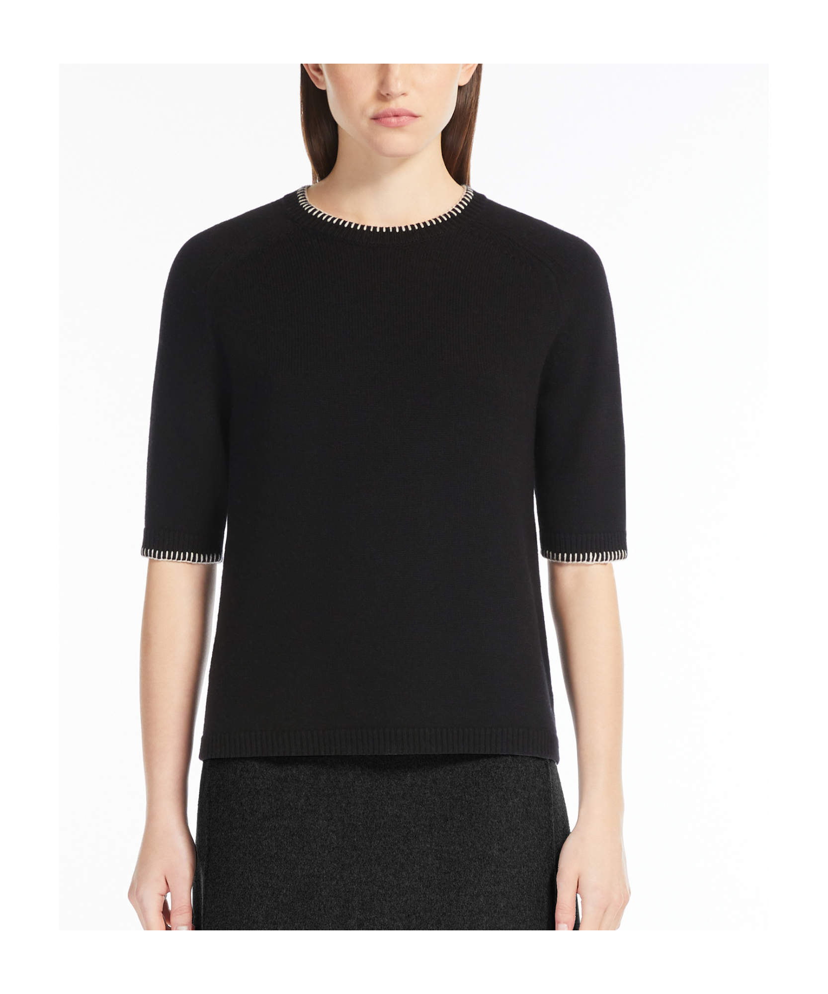 Max Mara Wool And Cashmere Round-neck Sweater In Black