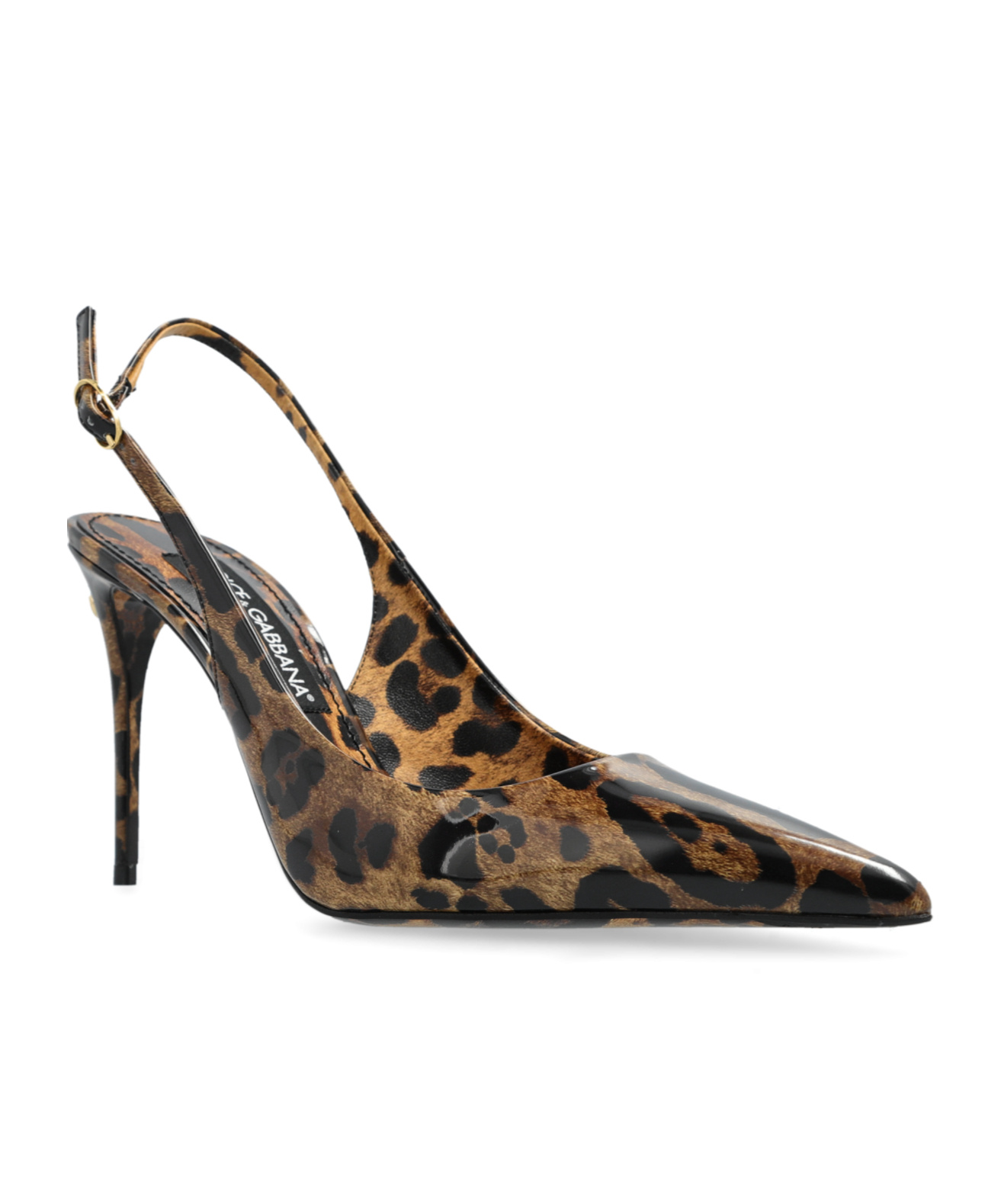 Dolce & Gabbana Luxurious Leopard Printed Slingback Pumps For Women In Black