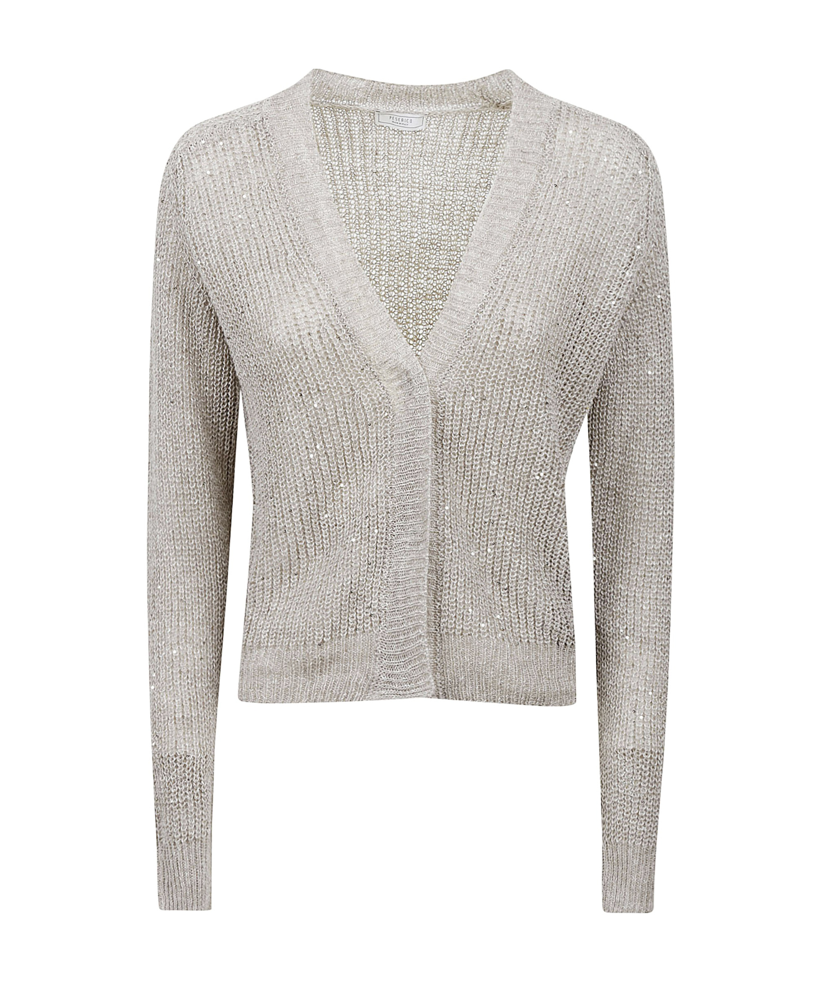 Peserico Long-sleeved Knitted Cardigan In Gray
