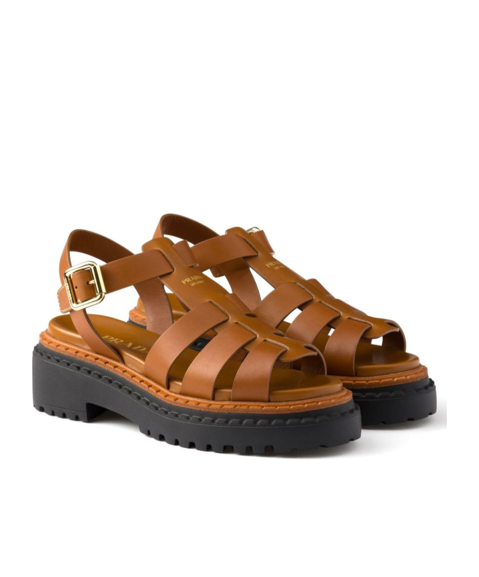 Shop Prada Fisherman's Sandals In Brown