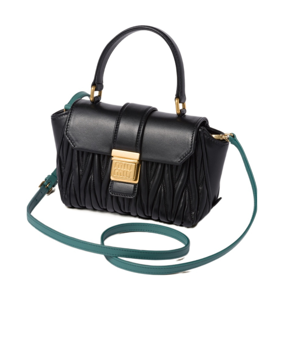 Miu Miu Black Leather Handbag In Black