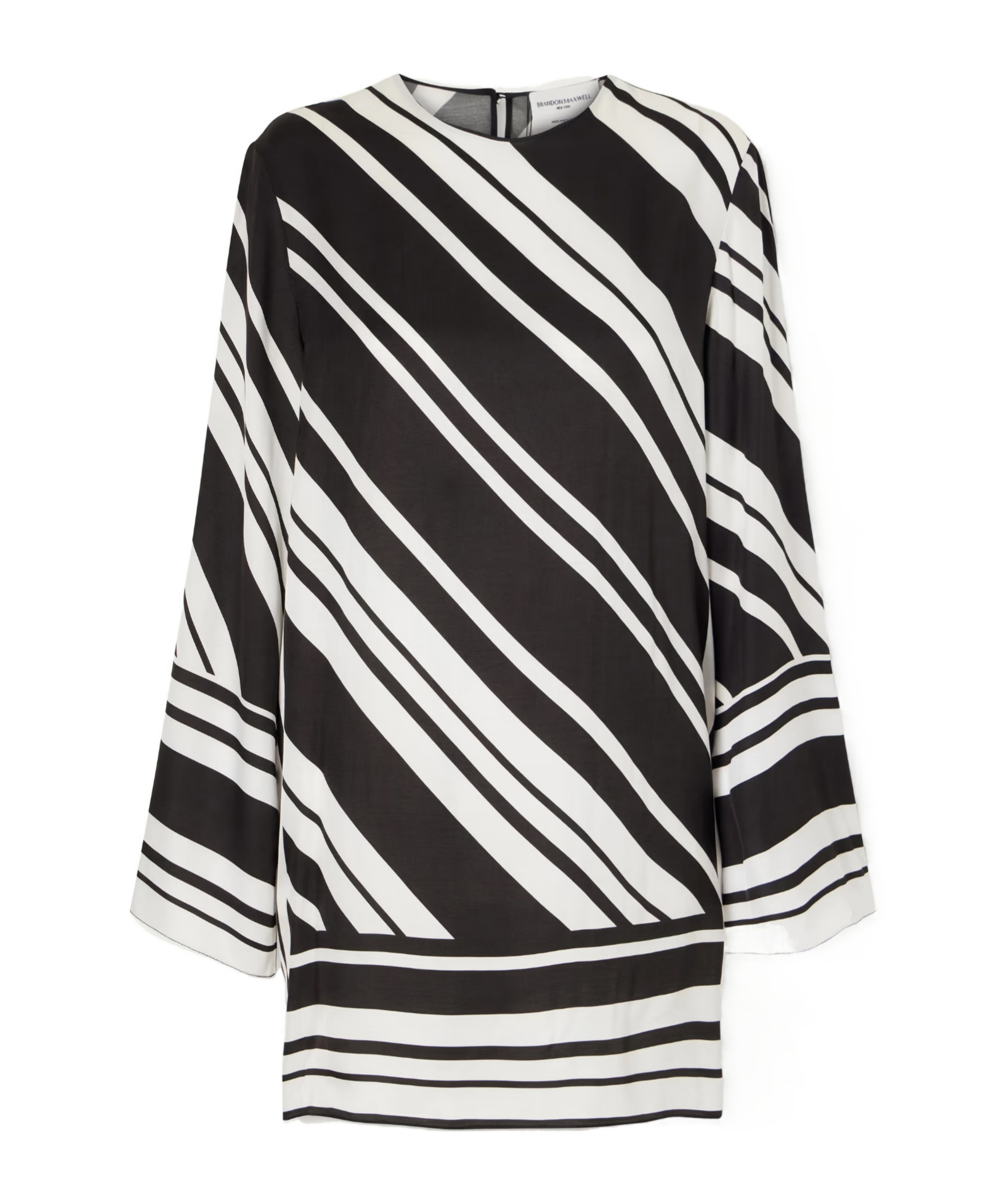 Brandon Maxwell Striped Twill Mini Dress In Black