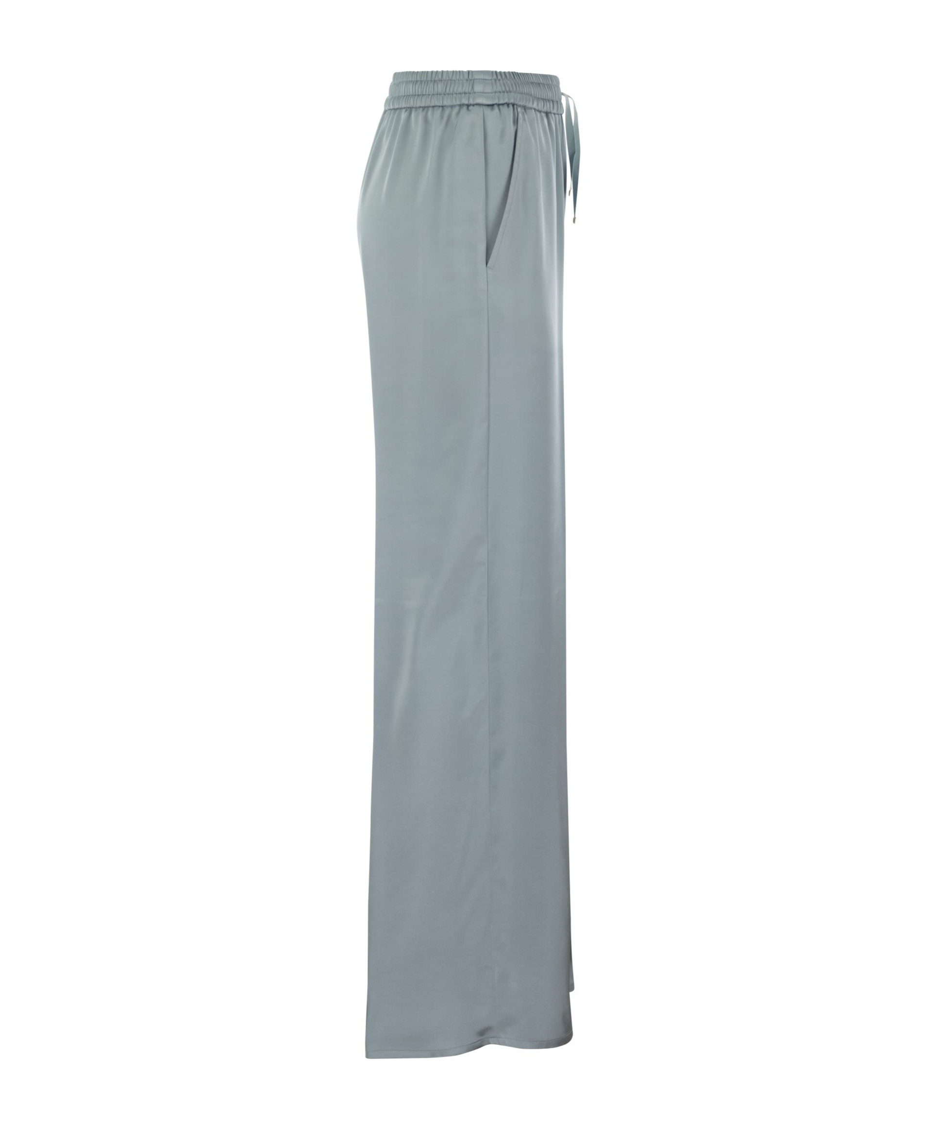 Herno Satin Trousers With Elasticated Waistband In Gray