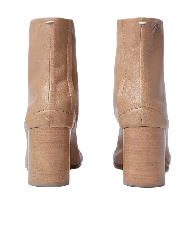 Maison Margiela Tabi Leather Ankle Boots In Nude