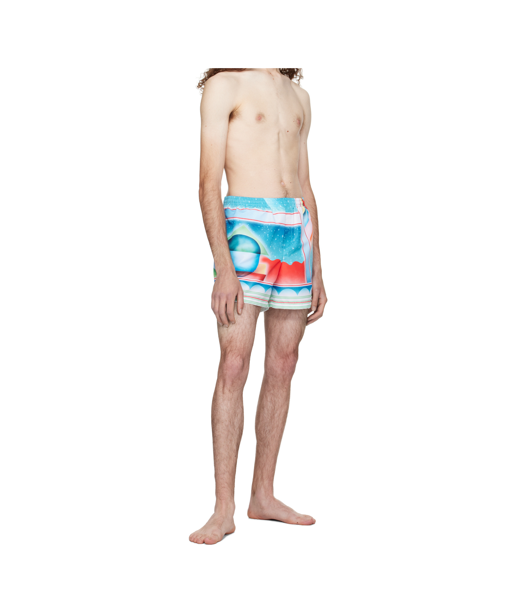 Casablanca Silk Galaxy Court Print Shorts In Blue
