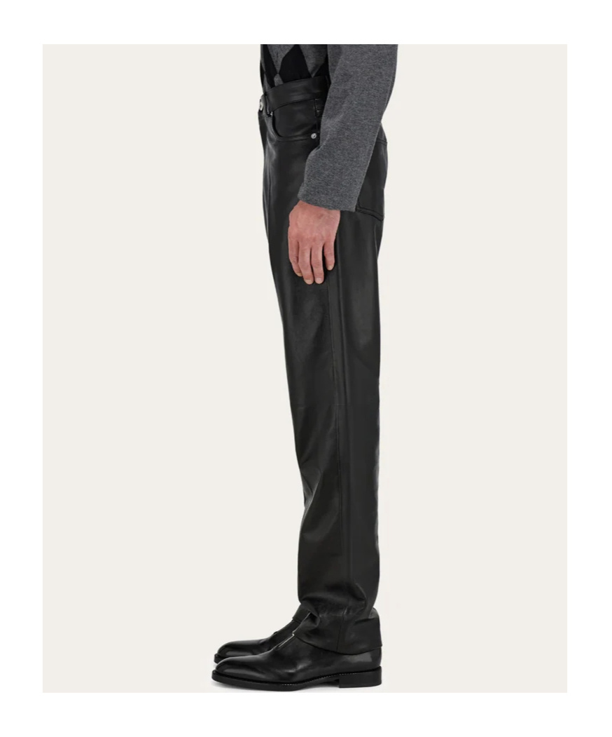 Ferragamo Five-pocket Nappa Trousers In Black