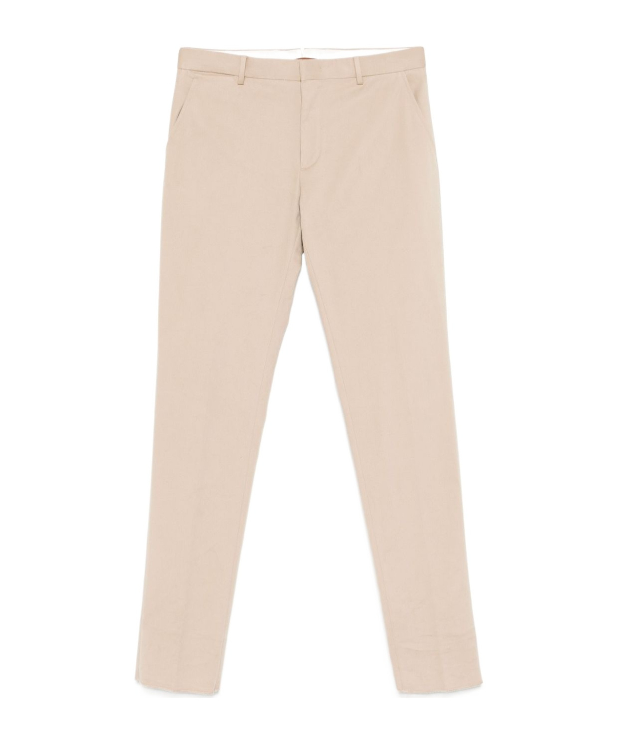 Shop Zegna Belt-loop Casual Pants In Nude