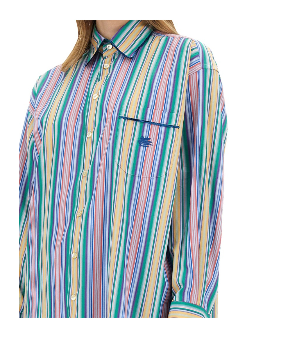 Etro Multi-coloured Striped Cotton Shirt Women In Blue