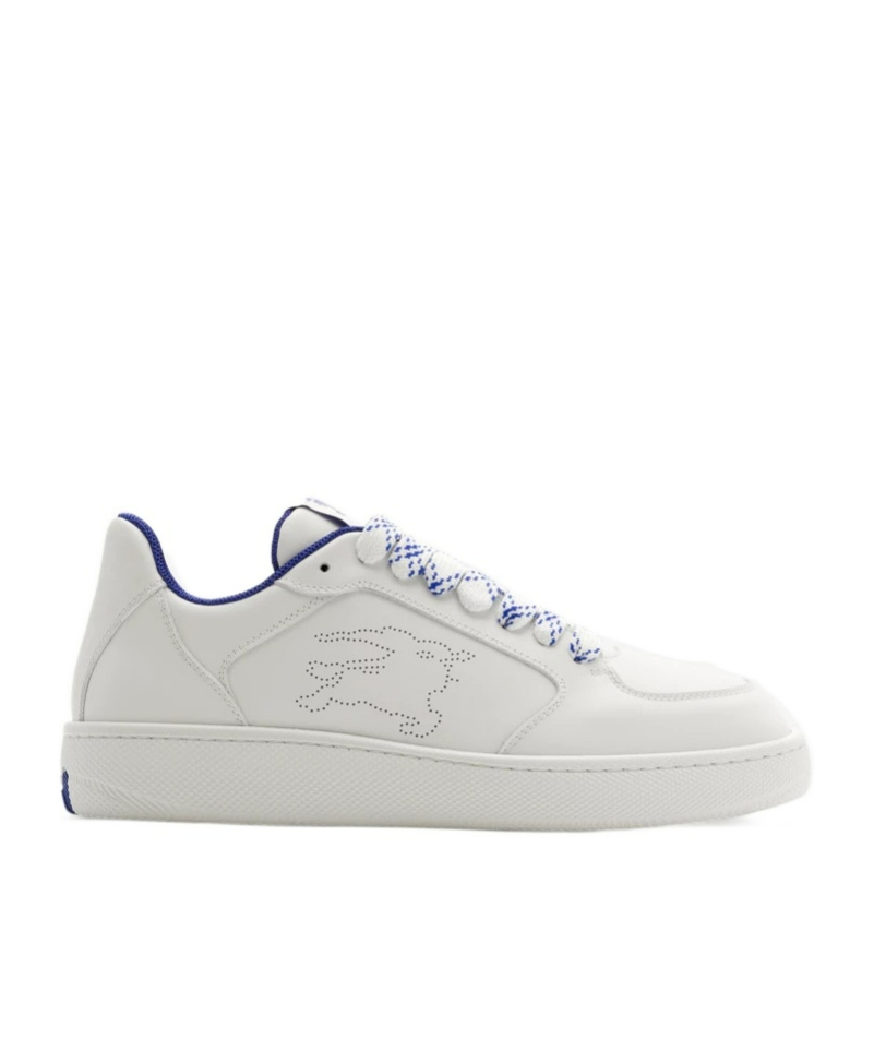 Shop Burberry Box Leather Sneakers In White