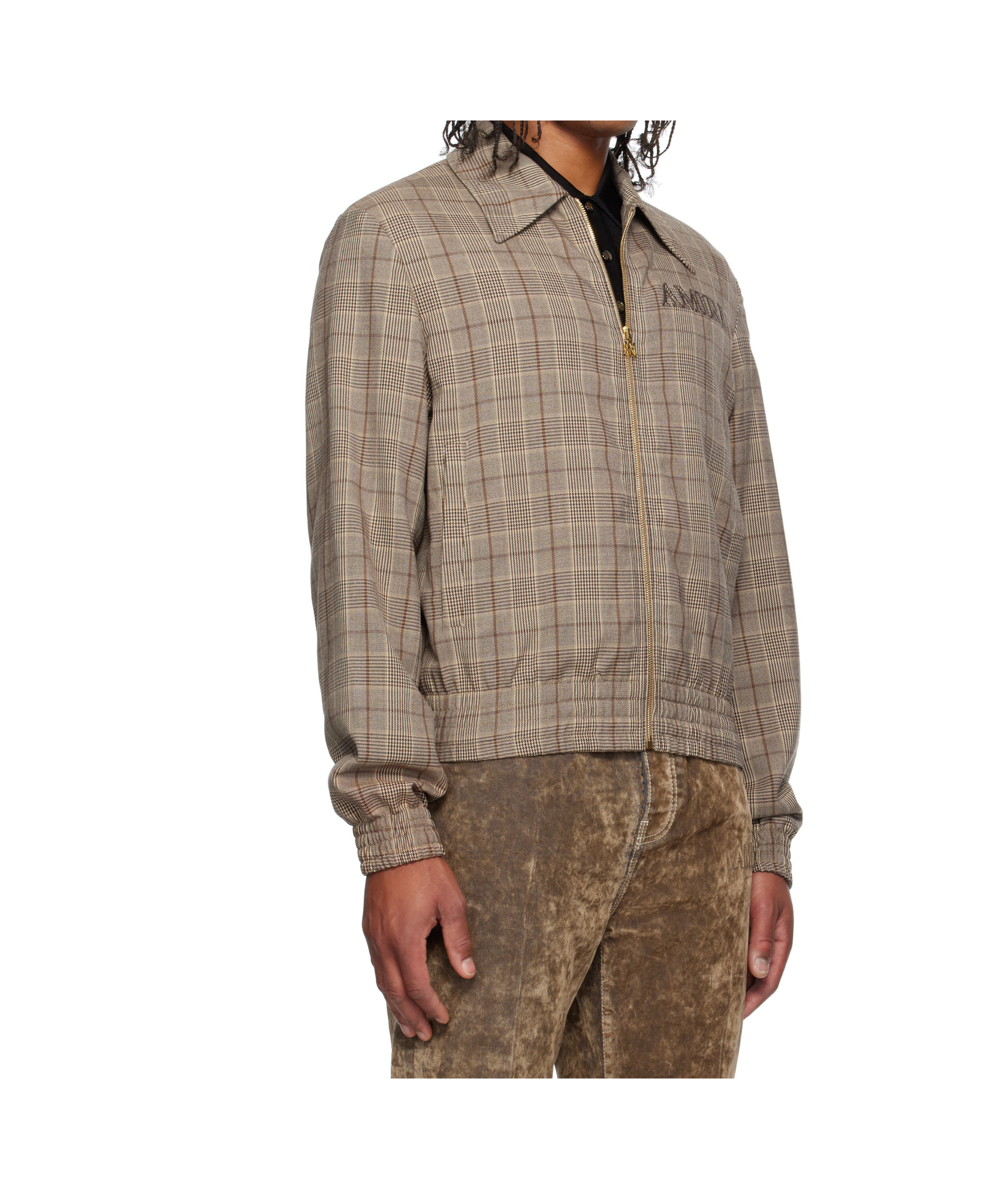 Amiri Check Wool Blouson Jacket In Brown