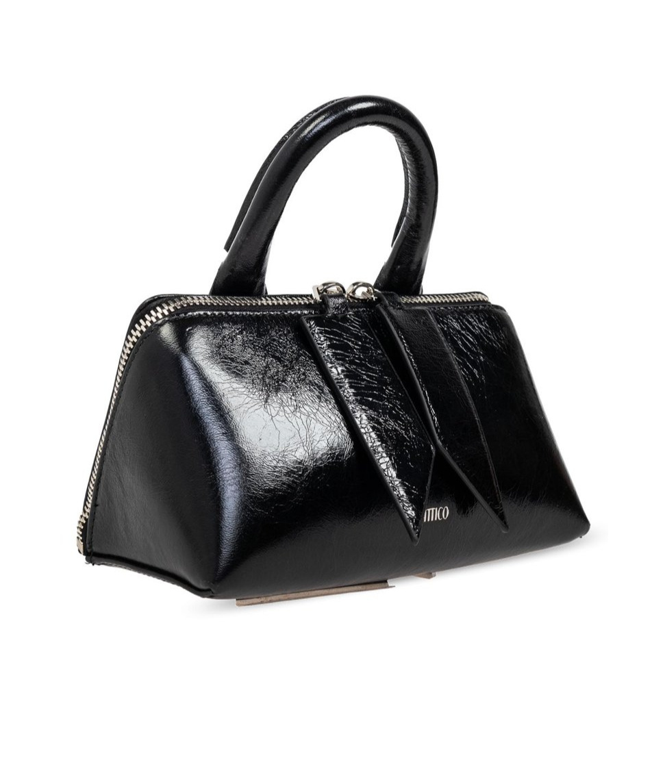 Attico Small Friday Leather Top Handle Bag In Black