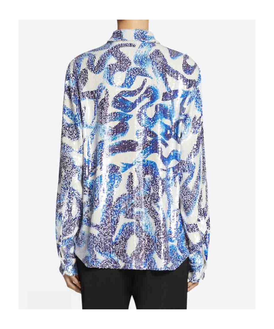 Dries Van Noten Button Long-sleeved Shirt In Blue