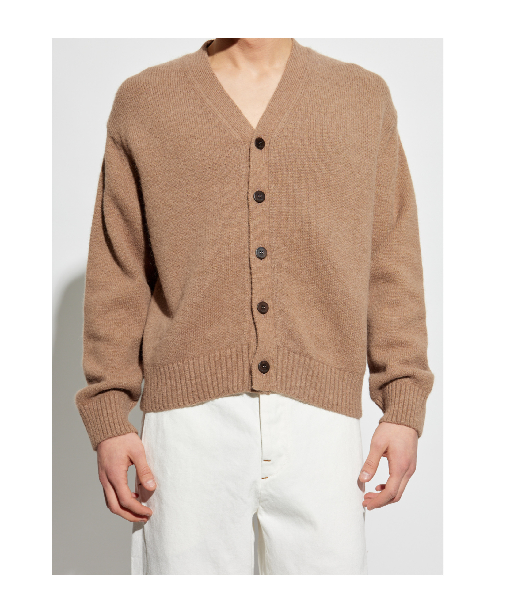 Jacquemus Logo Alpaca Cardigan Unique Pattern In Nude