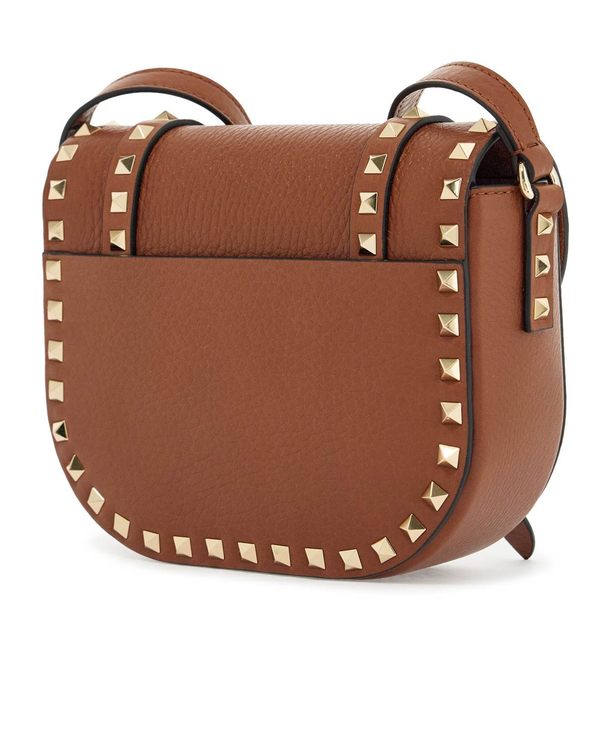 Valentino Garavani Rockstud Foldover Top Shoulder Bag In Brown