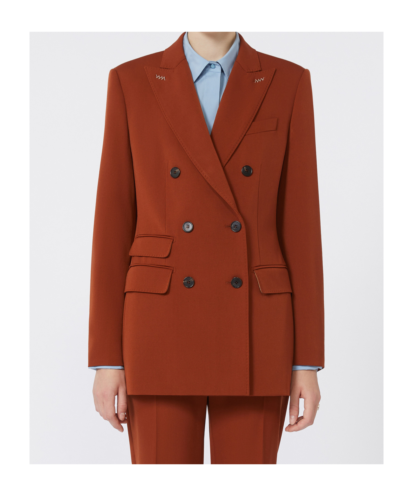 Max Mara Double-breasted Wool Blazer In Brown