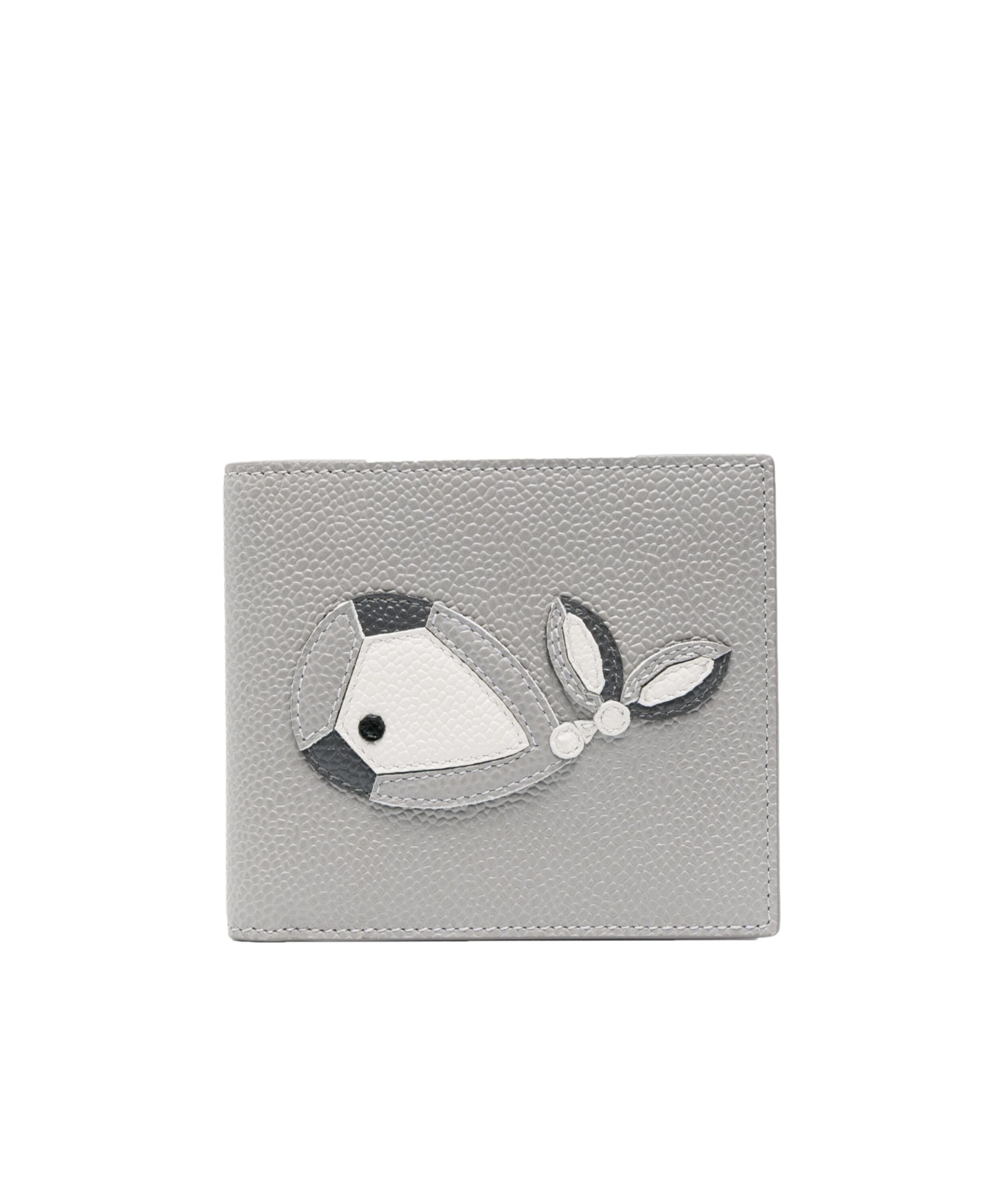 Thom Browne Whale-appliqué Pebbled Wallet In Gray