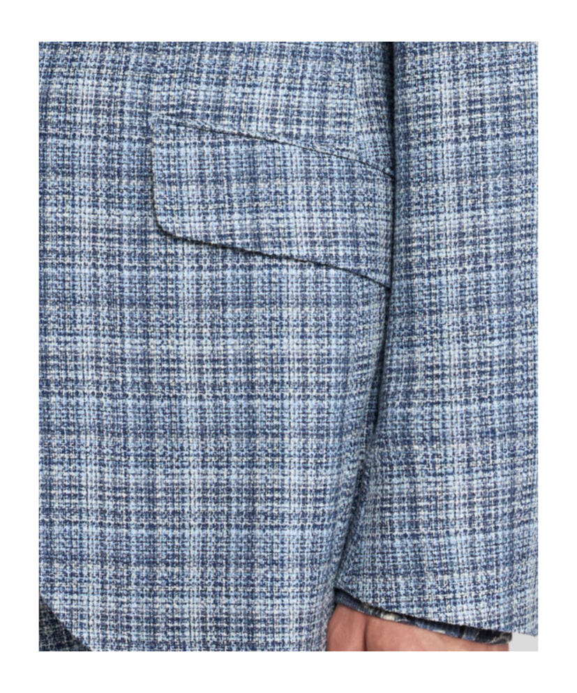 Etro Men Blue Tweed Single-breasted Blazer In Blue