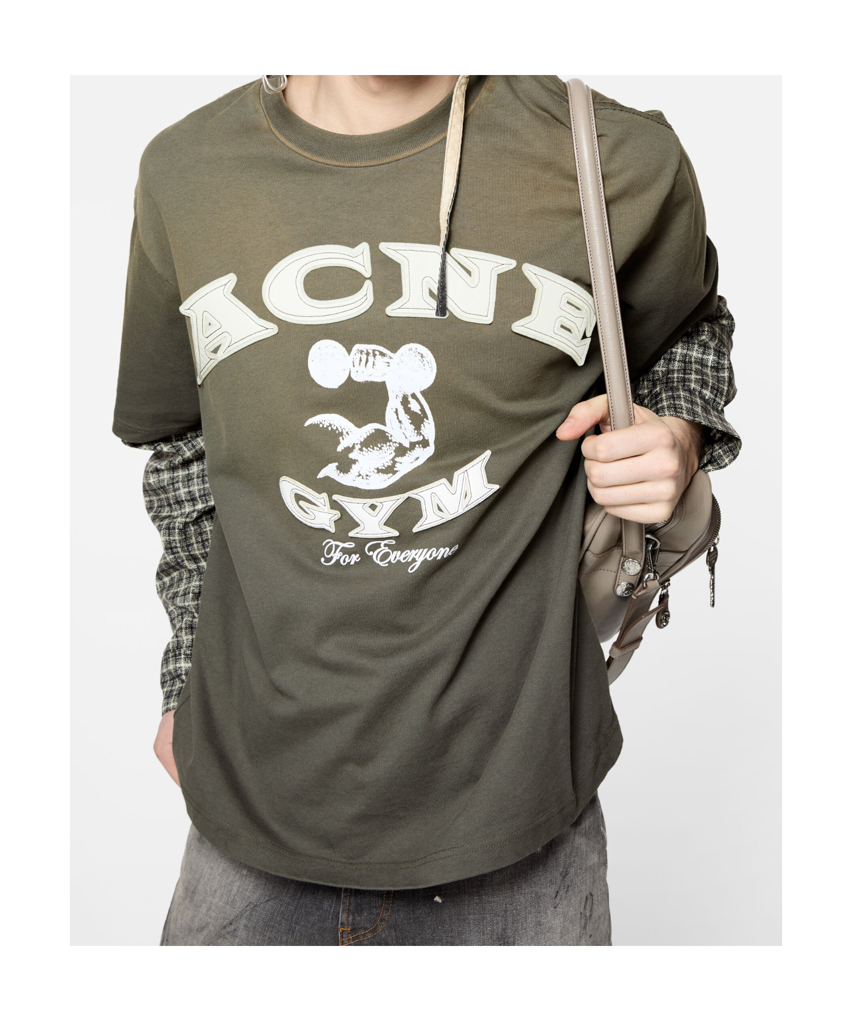 Acne Studios Logo-appliqué Layered T-shirt In Green